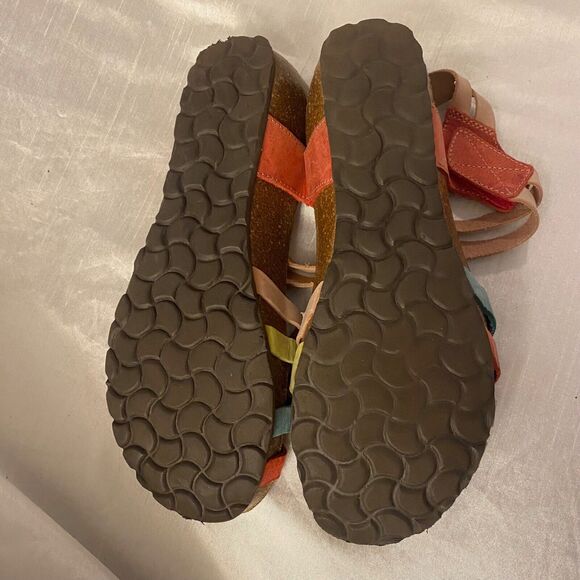 SABATINI Womens 8.5 Cork Wedge Multicolor Quarter Strap Sandals Shoes - Picture 5 of 6